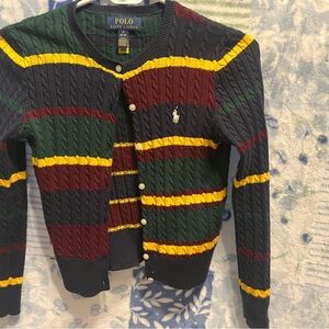 Polo by Ralph Lauren Blue and Yellow Cardigan Sweater